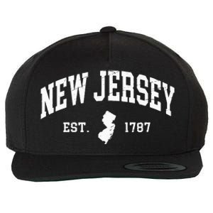 New Jersey Est 1787 Distressed Worn Design Classic Wool Snapback Cap