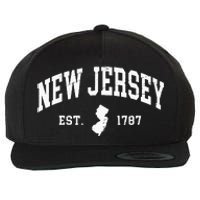 New Jersey Est 1787 Distressed Worn Design Classic Wool Snapback Cap