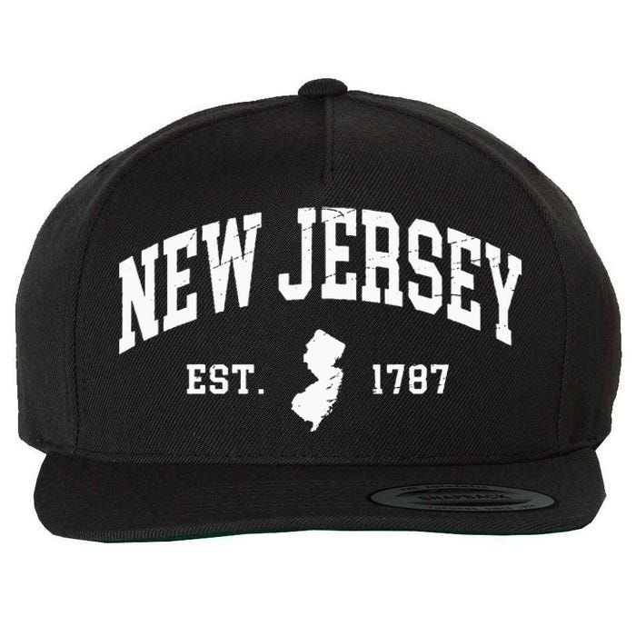 New Jersey Est 1787 Distressed Worn Design Classic Wool Snapback Cap