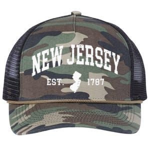 New Jersey Est 1787 Distressed Worn Design Classic Retro Rope Trucker Hat Cap