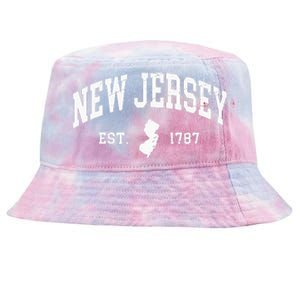 New Jersey Est 1787 Distressed Worn Design Classic Tie-Dyed Bucket Hat