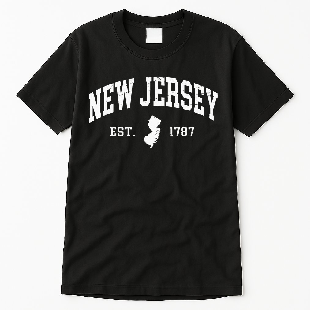 New Jersey Est 1787 Distressed Worn Tall T-Shirt