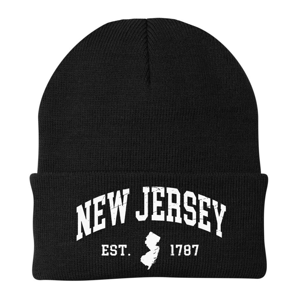 New Jersey Est 1787 Distressed Worn Beanie