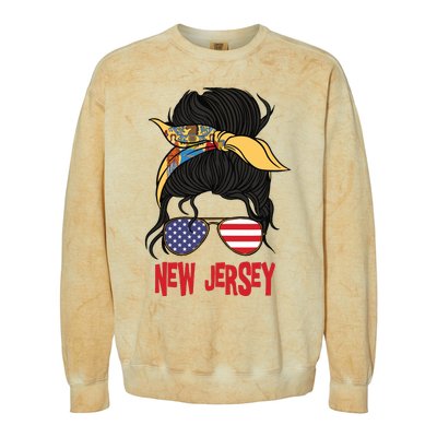 New Jersey For Girl New Jersey Proud State Flag For Women Colorblast Crewneck Sweatshirt