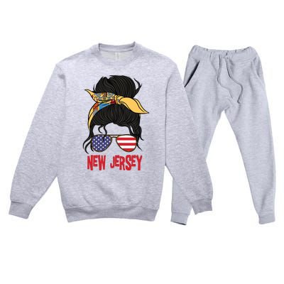 New Jersey For Girl New Jersey Proud State Flag For Women Premium Crewneck Sweatsuit Set