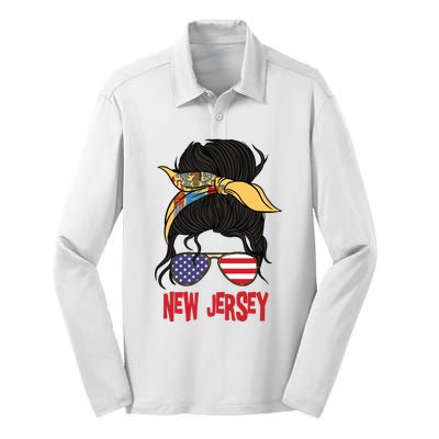 New Jersey For Girl New Jersey Proud State Flag For Women Silk Touch Performance Long Sleeve Polo