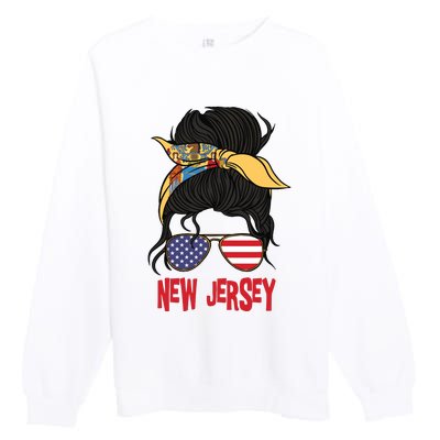 New Jersey For Girl New Jersey Proud State Flag For Women Premium Crewneck Sweatshirt