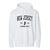 New Jersey Garden State Vintage Established Sports Design Garment-Dyed Fleece Hoodie