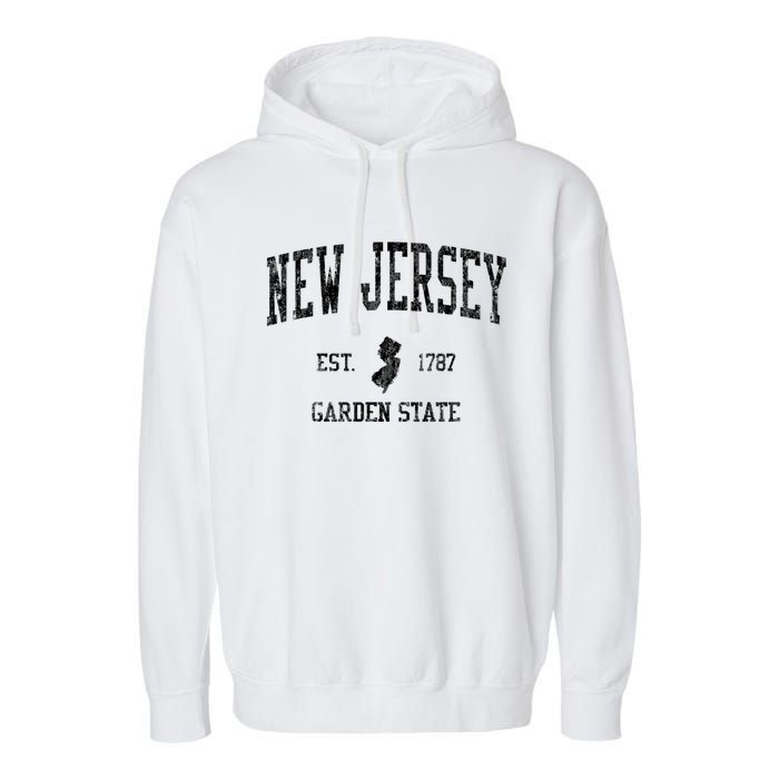 New Jersey Garden State Vintage Established Sports Design Garment-Dyed Fleece Hoodie