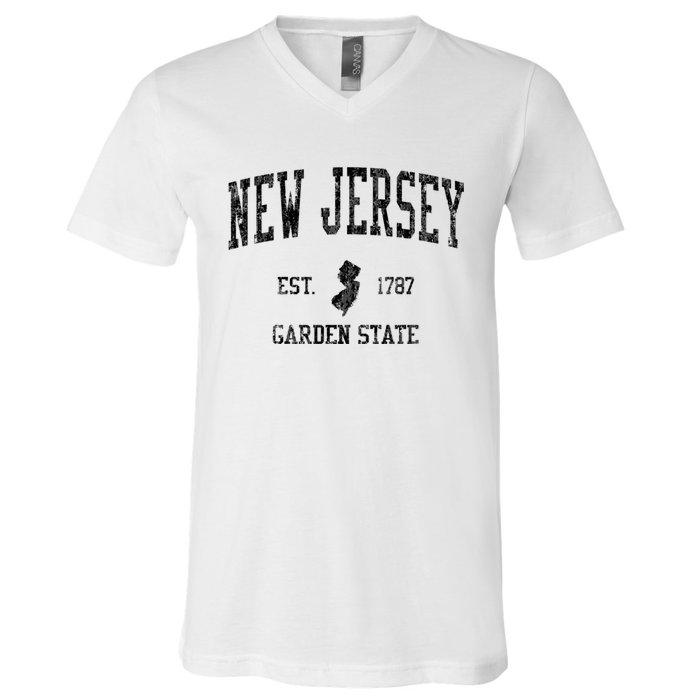 New Jersey Garden State Vintage Established Sports Design V-Neck T-Shirt