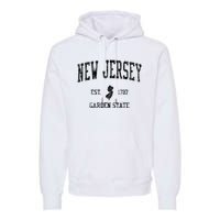 New Jersey Garden State Vintage Established Sports Design Premium Hoodie