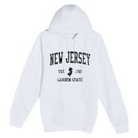 New Jersey Garden State Vintage Established Sports Design Premium Pullover Hoodie