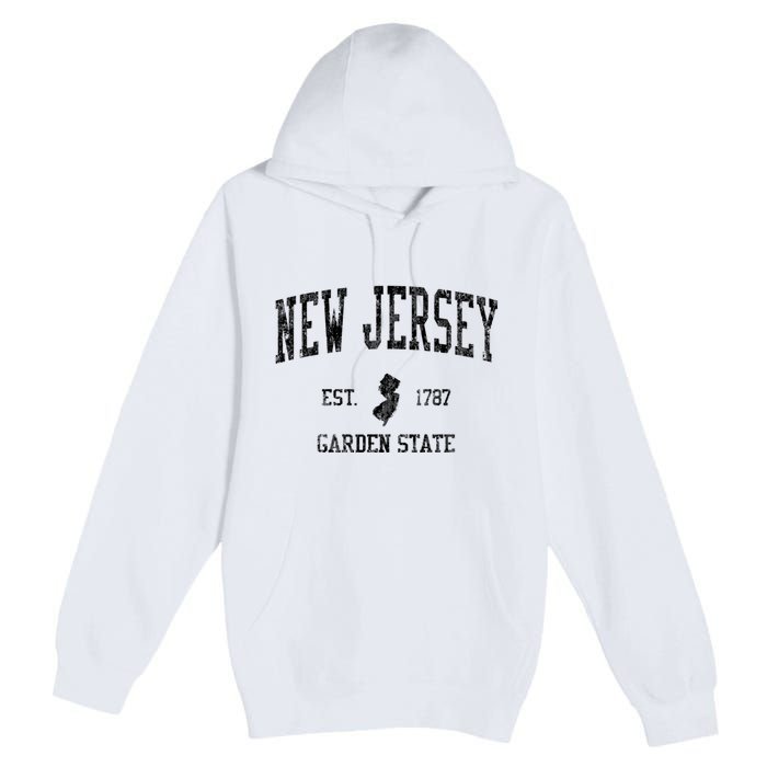 New Jersey Garden State Vintage Established Sports Design Premium Pullover Hoodie