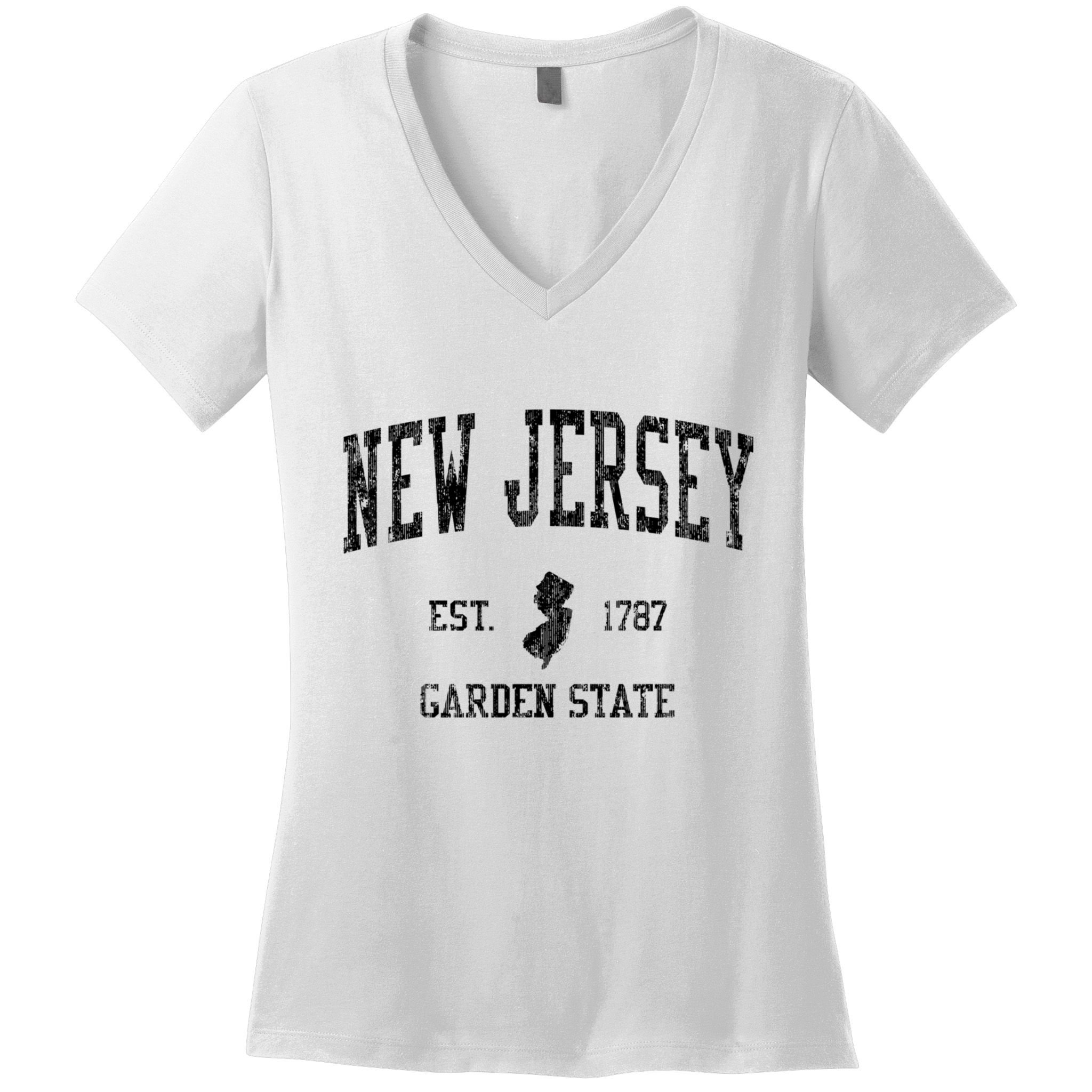 New Jersey Garden State Vintage Established Sports Design Women's V-Neck T-Shirt