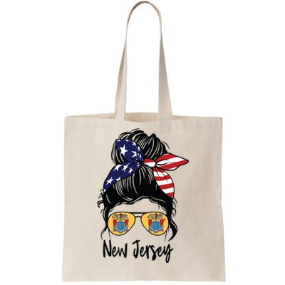 New Jersey Girl New Jersey Flag State Girlfriend Messy Bun Tote Bag