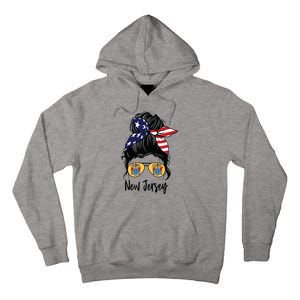 New Jersey Girl New Jersey Flag State Girlfriend Messy Bun Tall Hoodie