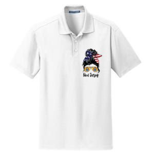 New Jersey Girl New Jersey Flag State Girlfriend Messy Bun Dry Zone Grid Polo