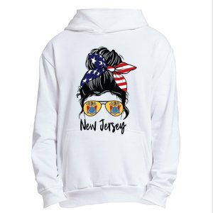 New Jersey Girl New Jersey Flag State Girlfriend Messy Bun Urban Pullover Hoodie