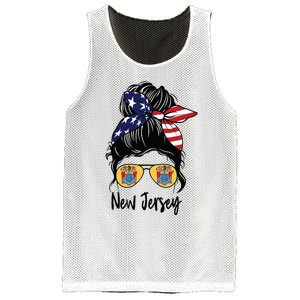 New Jersey Girl New Jersey Flag State Girlfriend Messy Bun Mesh Reversible Basketball Jersey Tank