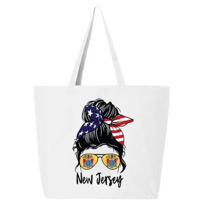 New Jersey Girl New Jersey Flag State Girlfriend Messy Bun 25L Jumbo Tote