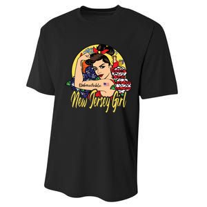 New Jersey Girl New Jersey Proud State Flag For Woman Performance Sprint T-Shirt