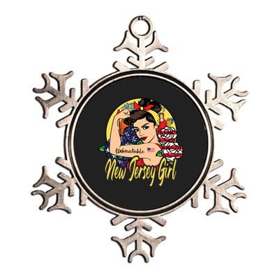 New Jersey Girl New Jersey Proud State Flag For Woman Metallic Star Ornament