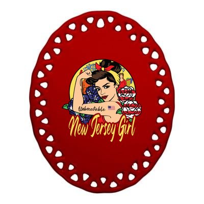 New Jersey Girl New Jersey Proud State Flag For Woman Ceramic Oval Ornament