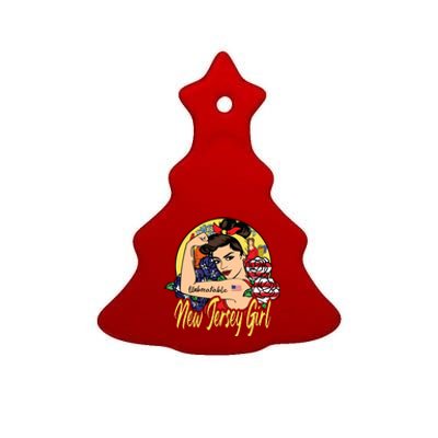 New Jersey Girl New Jersey Proud State Flag For Woman Ceramic Tree Ornament