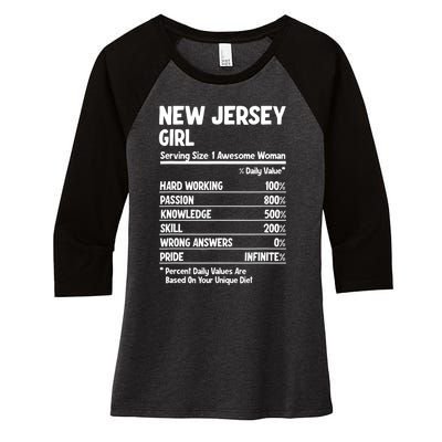 New Jersey Girl Women's Tri-Blend 3/4-Sleeve Raglan Shirt