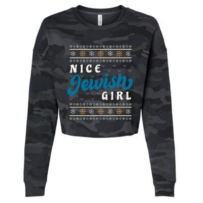 Nice Jewish Girl Funny Ugly Hanukkah Sweater  Cropped Pullover Crew