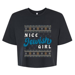 Nice Jewish Girl Funny Ugly Hanukkah Sweater  Bella+Canvas Jersey Crop Tee