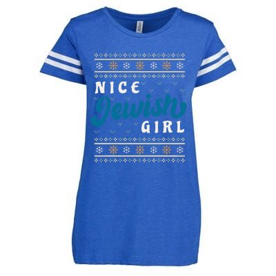 Nice Jewish Girl Funny Ugly Hanukkah Sweater  Enza Ladies Jersey Football T-Shirt