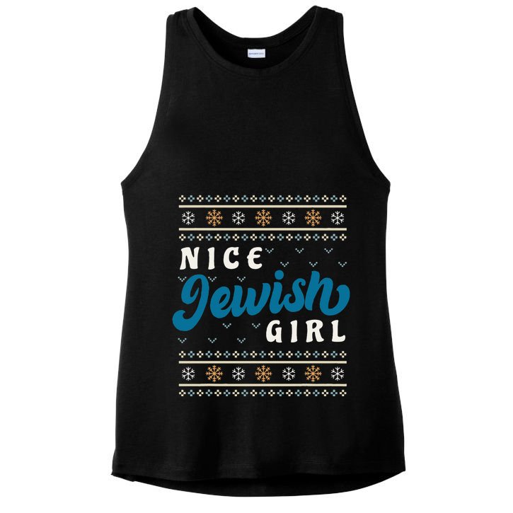 Nice Jewish Girl Funny Ugly Hanukkah Sweater  Ladies PosiCharge Tri-Blend Wicking Tank