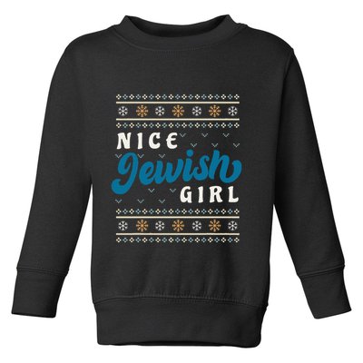Nice Jewish Girl Funny Ugly Hanukkah Sweater  Toddler Sweatshirt