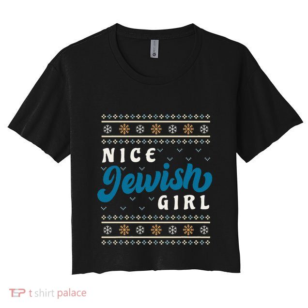 Nice Jewish Girl Funny Ugly Hanukkah Sweater  Crop Top