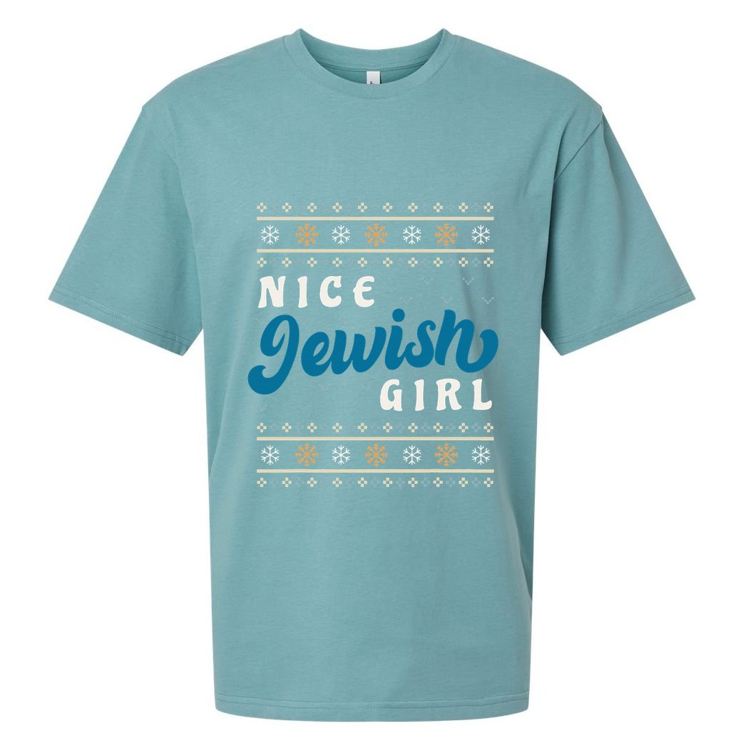 Nice Jewish Girl Funny Ugly Hanukkah Sweater  Sueded Cloud Jersey T-Shirt