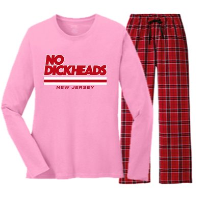 New Jersey Hockey No Dickheads Women's Long Sleeve Flannel Pajama Set 