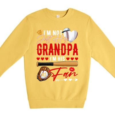 Not Just His Grandpa His Number 1 Fan Proud Baseball Brother Gift Premium Crewneck Sweatshirt