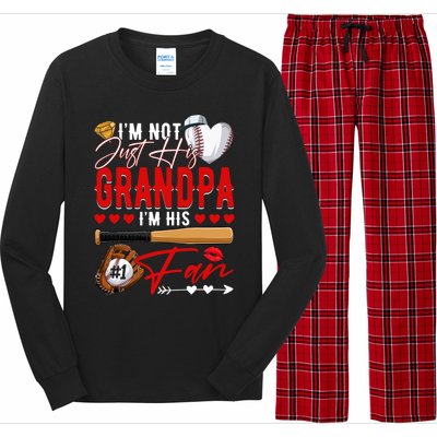 Not Just His Grandpa His Number 1 Fan Proud Baseball Brother Gift Long Sleeve Pajama Set