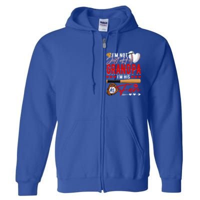 Not Just His Grandpa His Number 1 Fan Proud Baseball Brother Gift Full Zip Hoodie