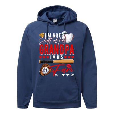 Not Just His Grandpa His Number 1 Fan Proud Baseball Brother Gift Performance Fleece Hoodie