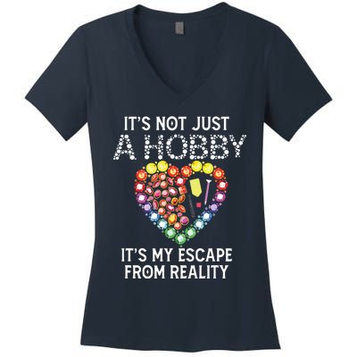 Not Just Hobby It's My Escape From Reality Diamond Painting Women's V-Neck T-Shirt