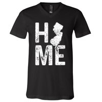 New Jersey Home Vintage State Map Pride Gift V-Neck T-Shirt