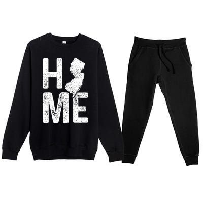 New Jersey Home Vintage State Map Pride Gift Premium Crewneck Sweatsuit Set