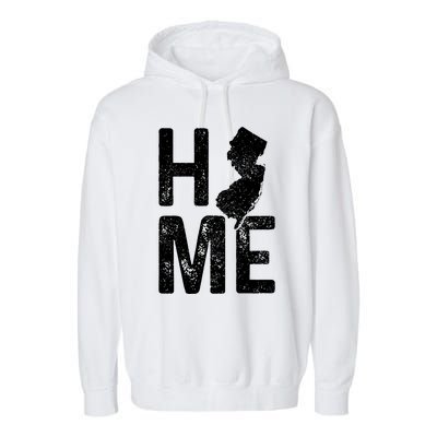 New Jersey Home Vintage State Map Pride Gift Garment-Dyed Fleece Hoodie