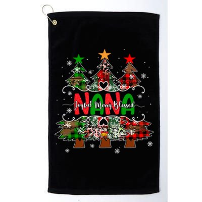 Nana Joyful Merry Blessed Christmas Trees Buffalo Plaid Xmas Gift Platinum Collection Golf Towel