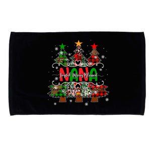 Nana Joyful Merry Blessed Christmas Trees Buffalo Plaid Xmas Gift Microfiber Hand Towel