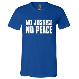 No Justice No Peace Black Lives Matter Pride Protest Gift V-Neck T-Shirt