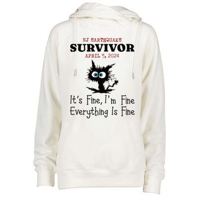 New Jersey Nj Earthquake Survivor IM Fine Everythings Fine Womens Funnel Neck Pullover Hood