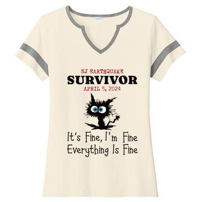 New Jersey Nj Earthquake Survivor IM Fine Everythings Fine Ladies Halftime Notch Neck Tee